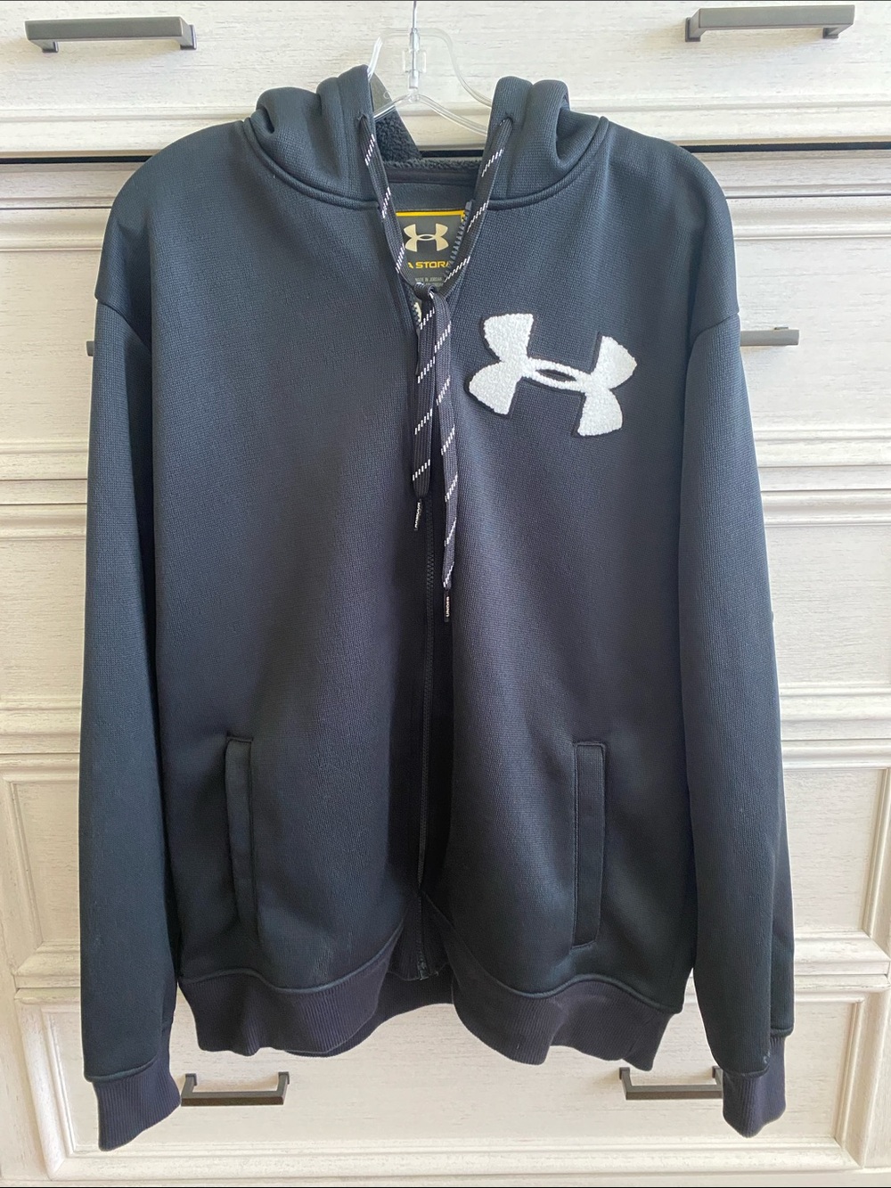 Under Armour Black Performance Full-Zip Hoodie with White Logo